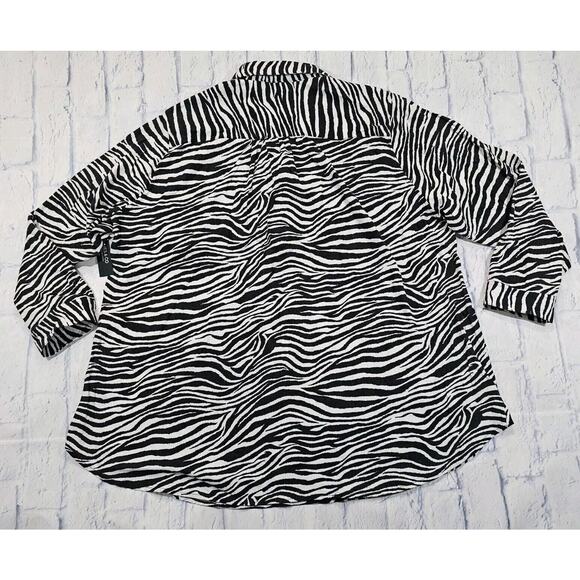 Jones New York Black White Zebra Striped Linen Blend Tunic Top Dress WOMENS 2X - Picture 8 of 10